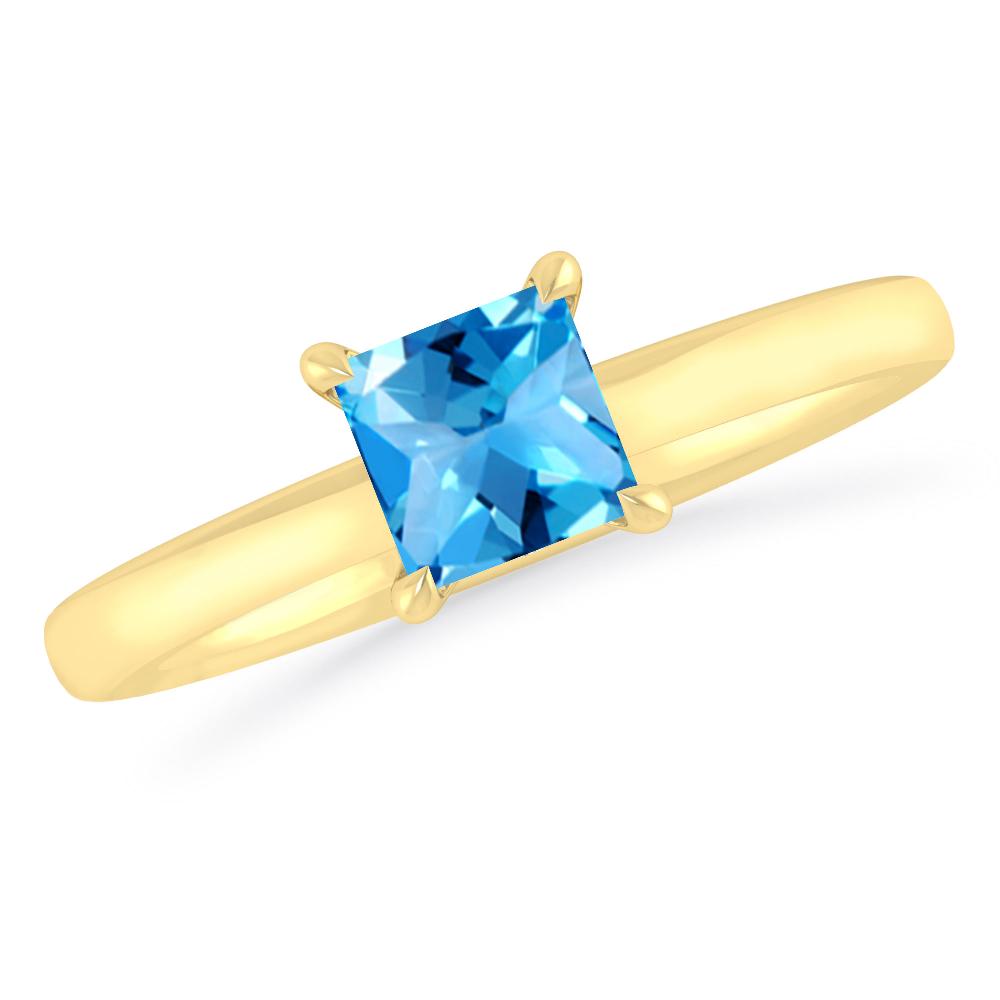 Yellow Gold - Blue Topaz