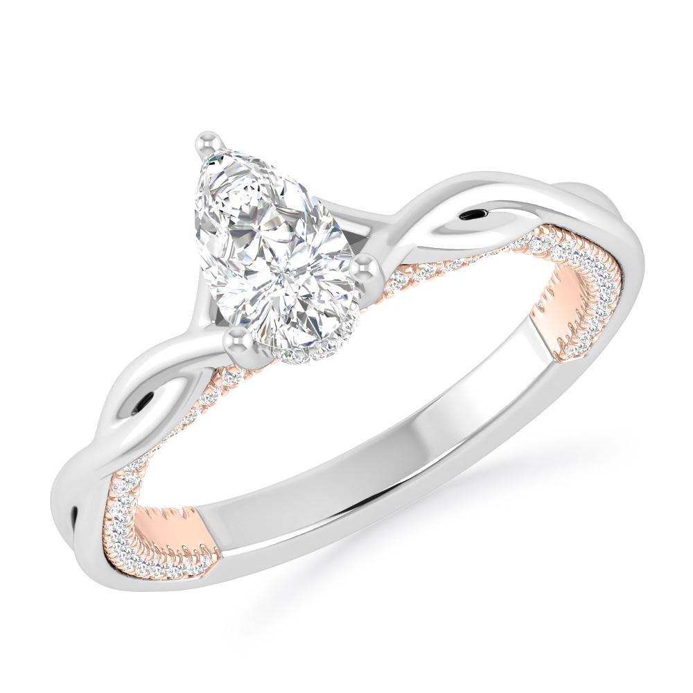 White Gold/Rose Gold - Pear