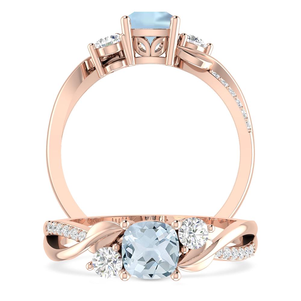 Rose Gold - Aquamarine