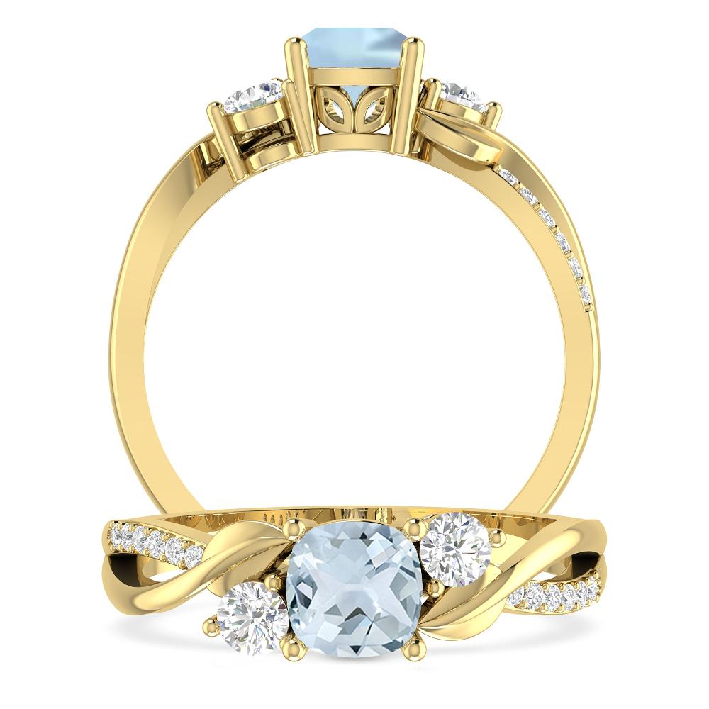 Yellow Gold - Aquamarine