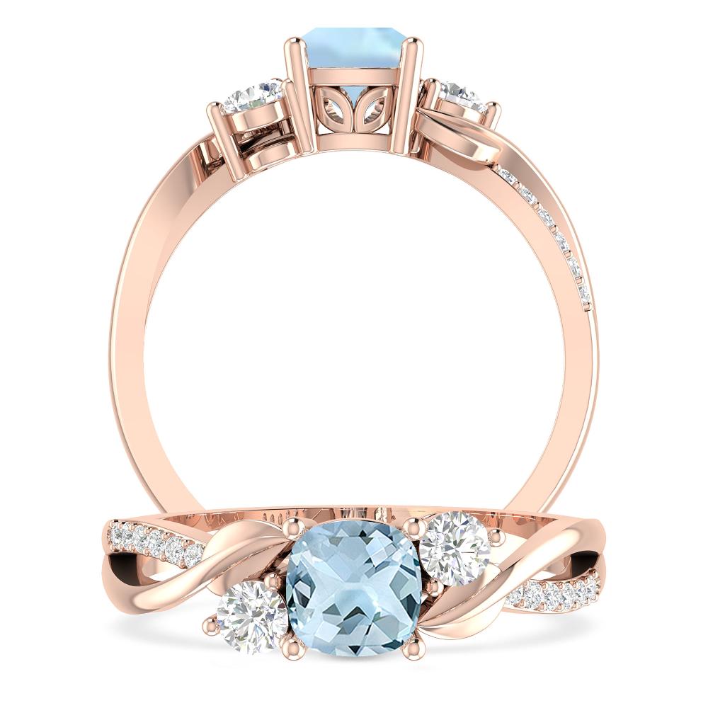 Rose Gold - Aquamarine