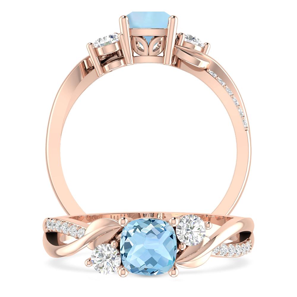 Rose Gold - Aquamarine