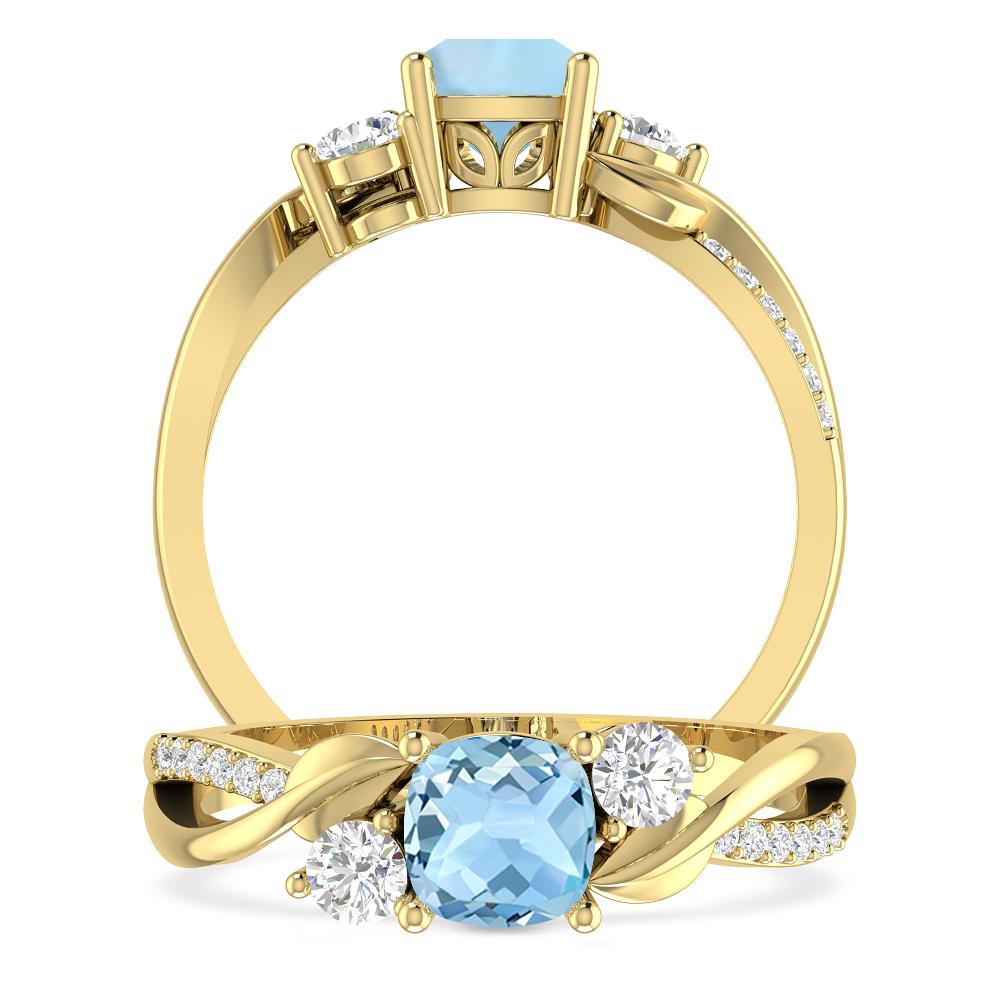 Yellow Gold - Aquamarine