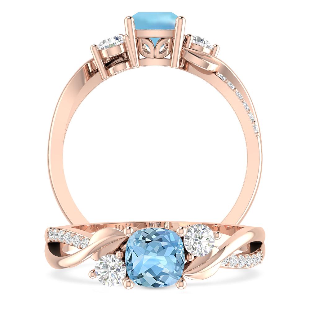 Rose Gold - Aquamarine