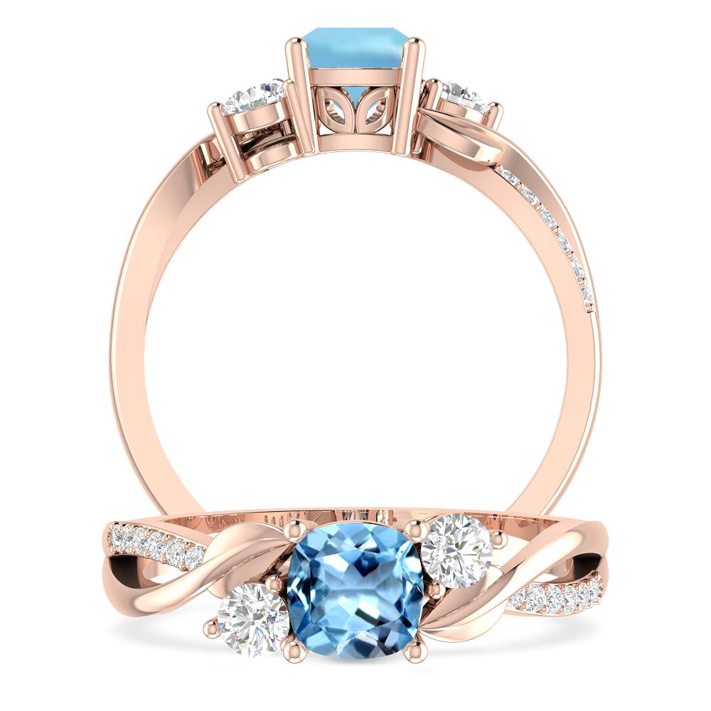 Rose Gold - Aquamarine