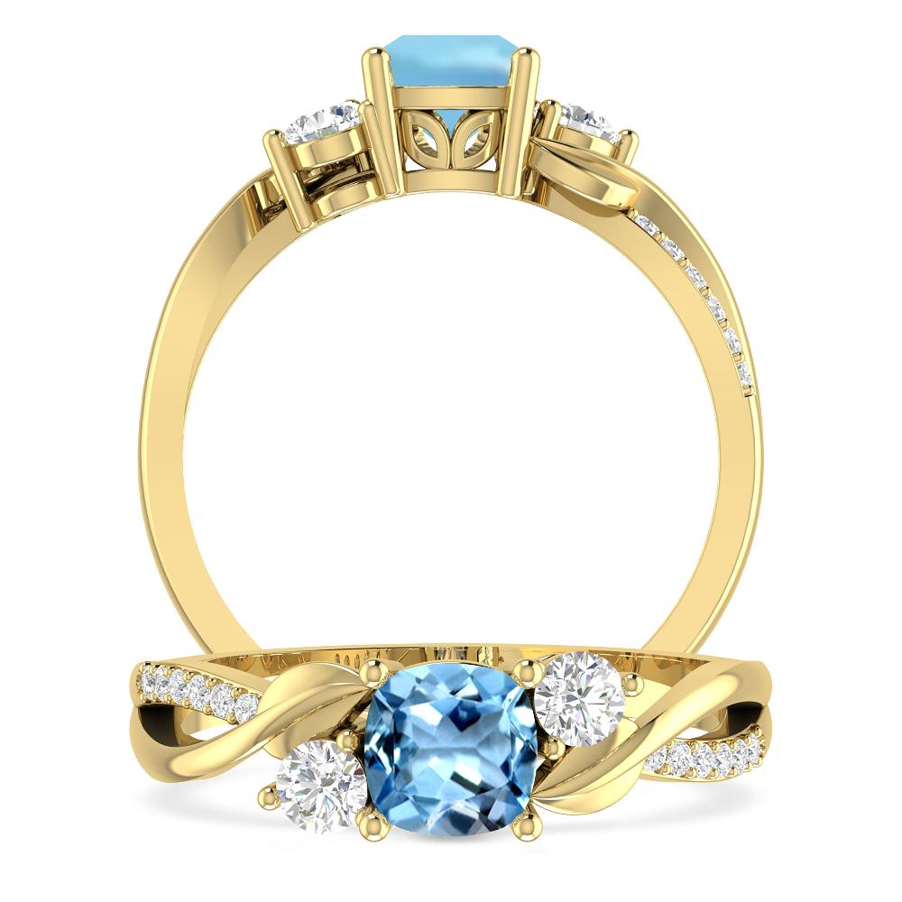 Yellow Gold - Aquamarine