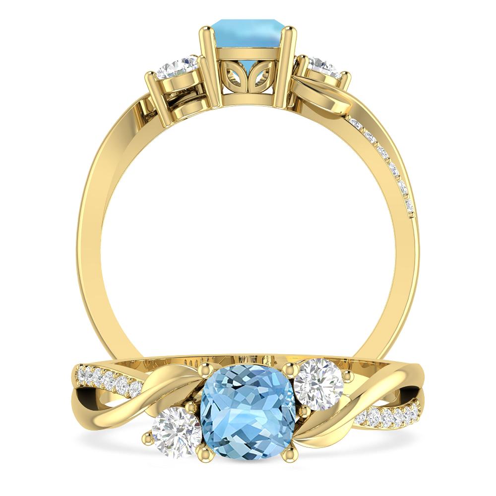 Yellow Gold - Aquamarine