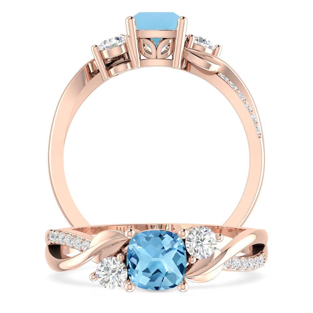 Rose Gold - Blue Topaz