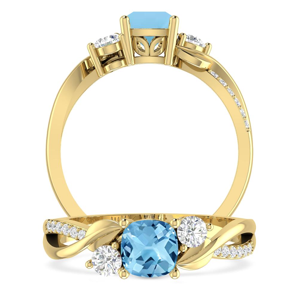 Yellow Gold - Blue Topaz