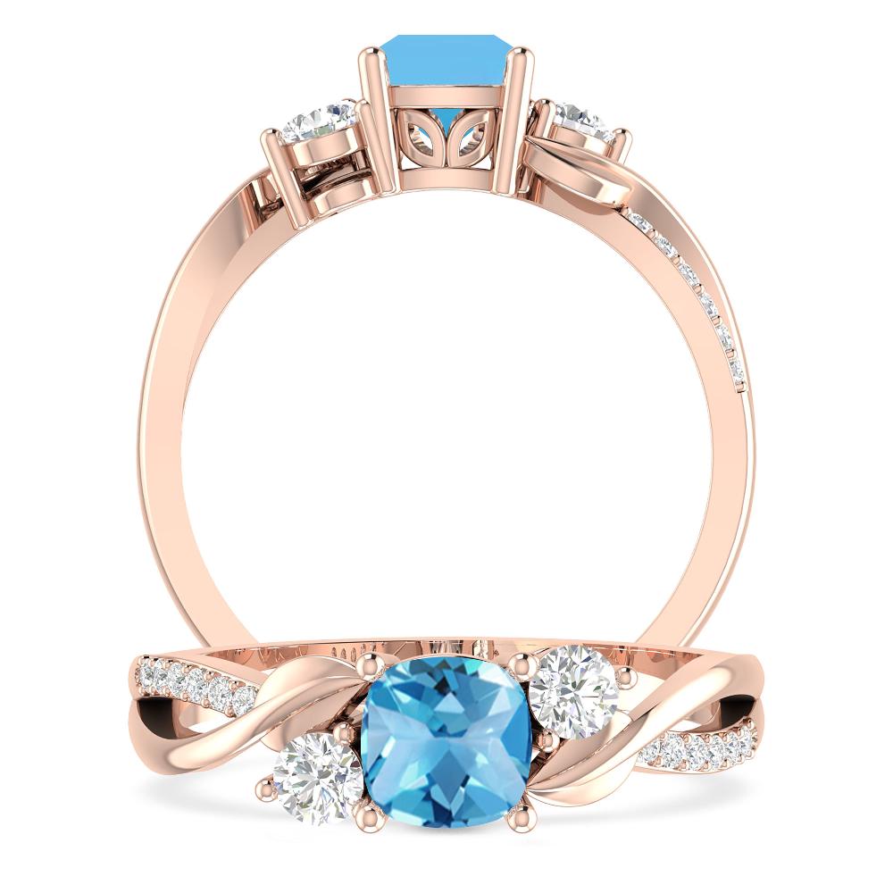 Rose Gold - Blue Topaz