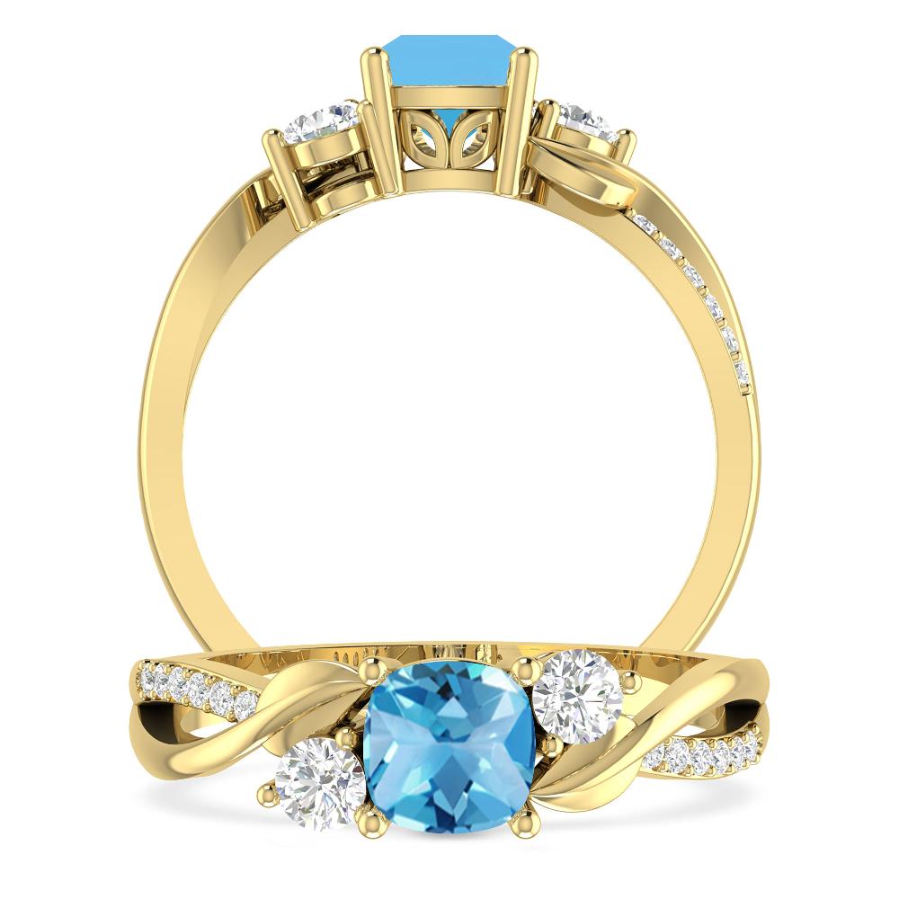 Yellow Gold - Blue Topaz