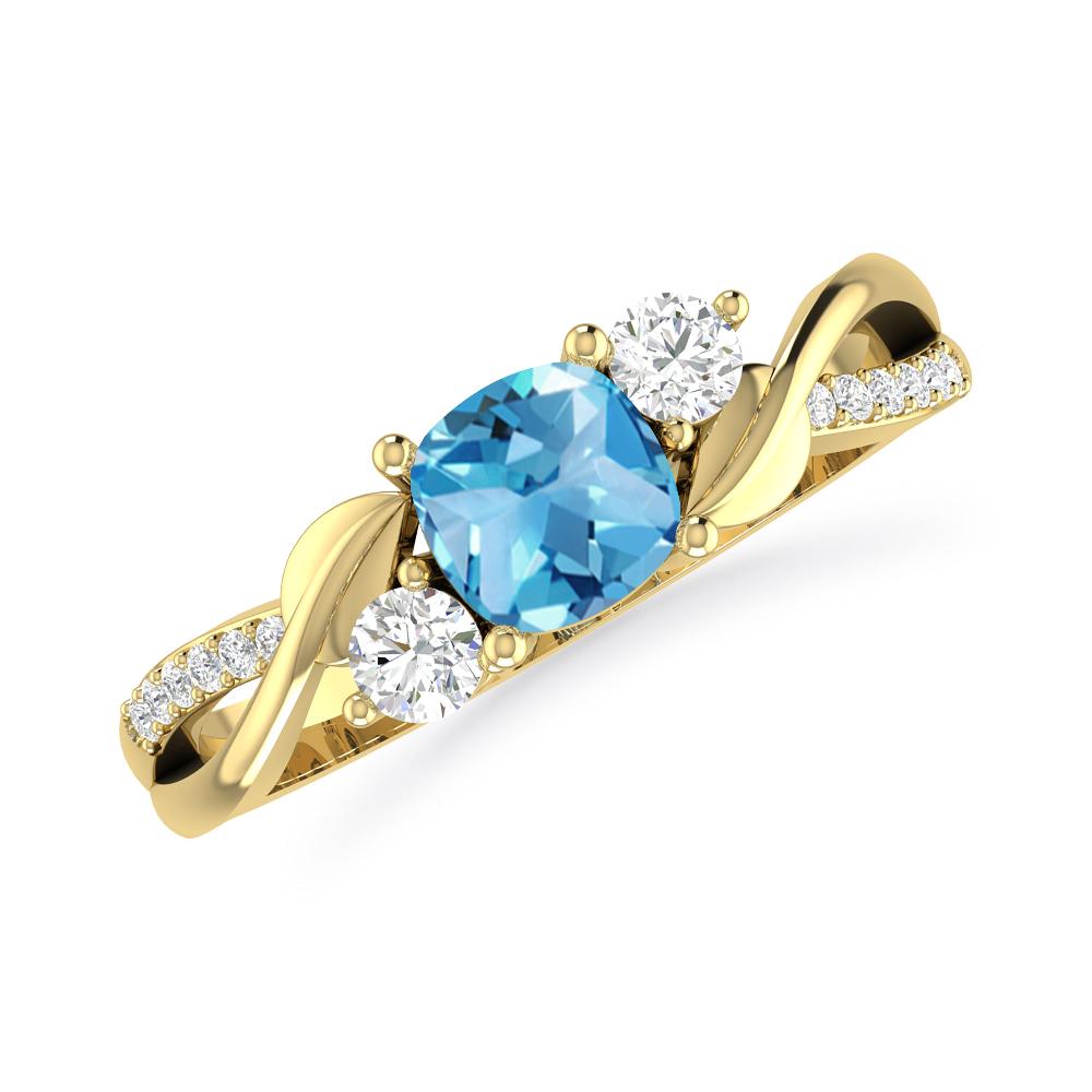 Yellow Gold - Blue Topaz