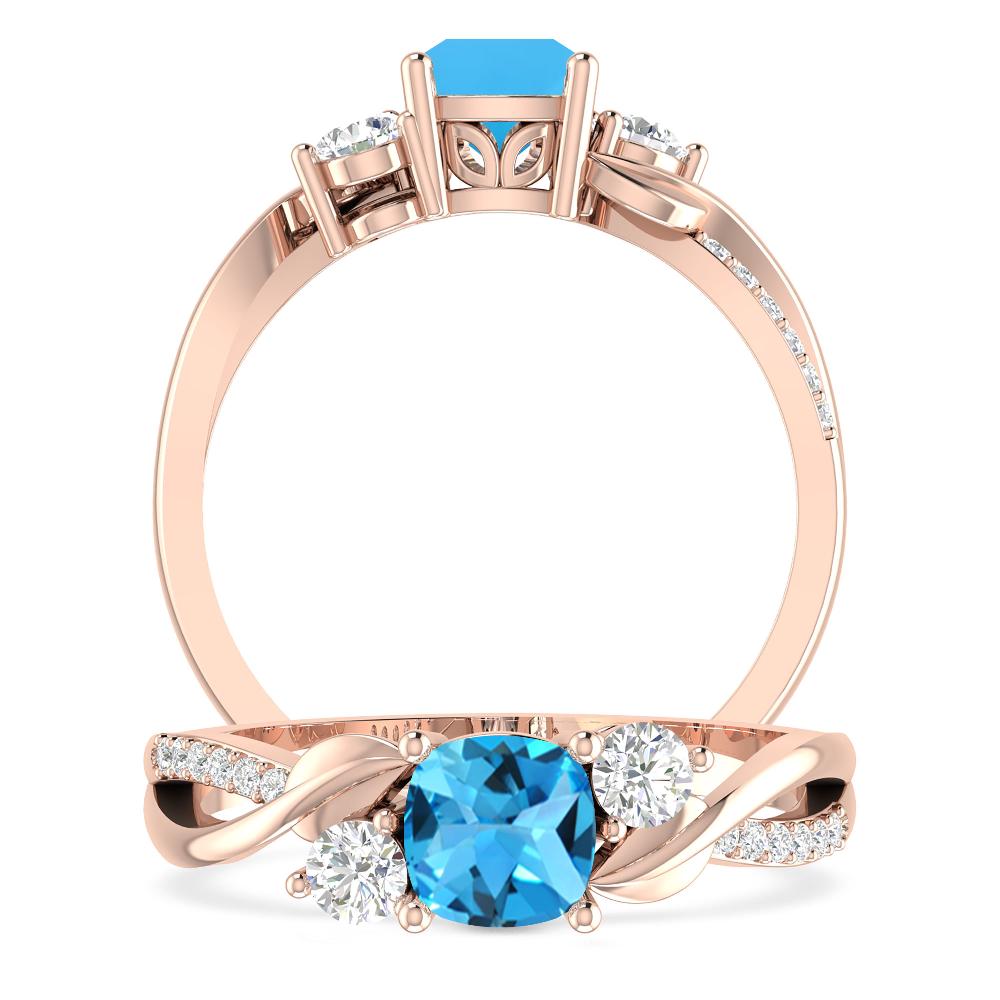 Rose Gold - Blue Topaz