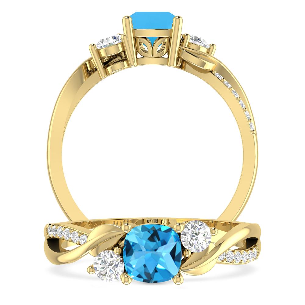 Yellow Gold - Blue Topaz