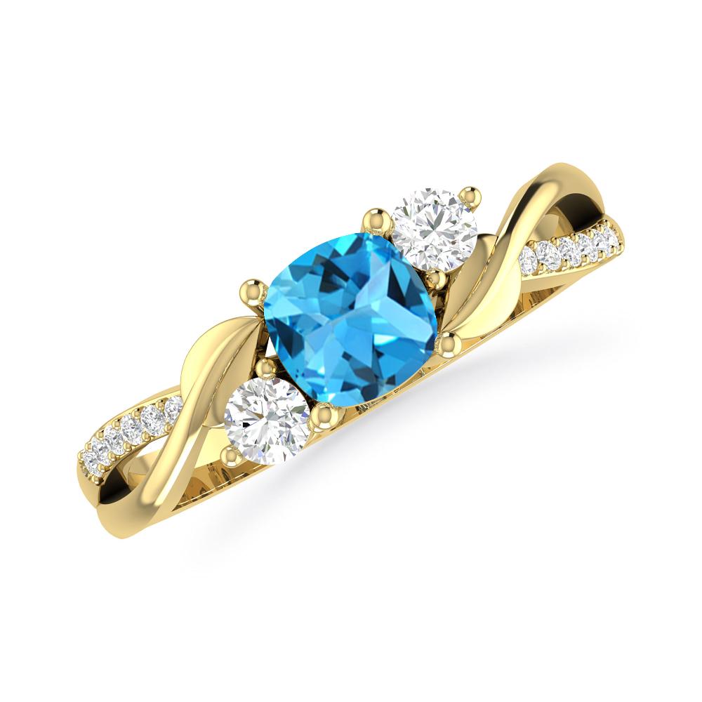 Yellow Gold - Blue Topaz