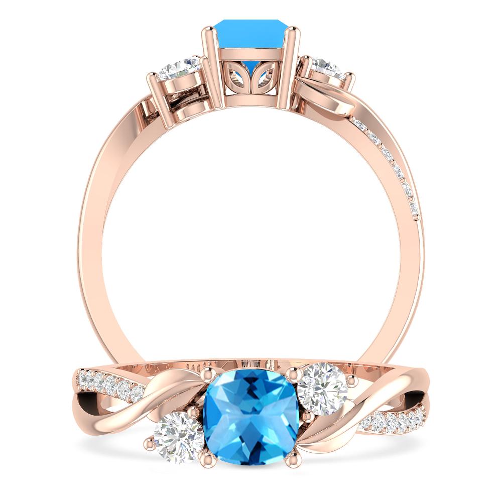 Rose Gold - Blue Topaz