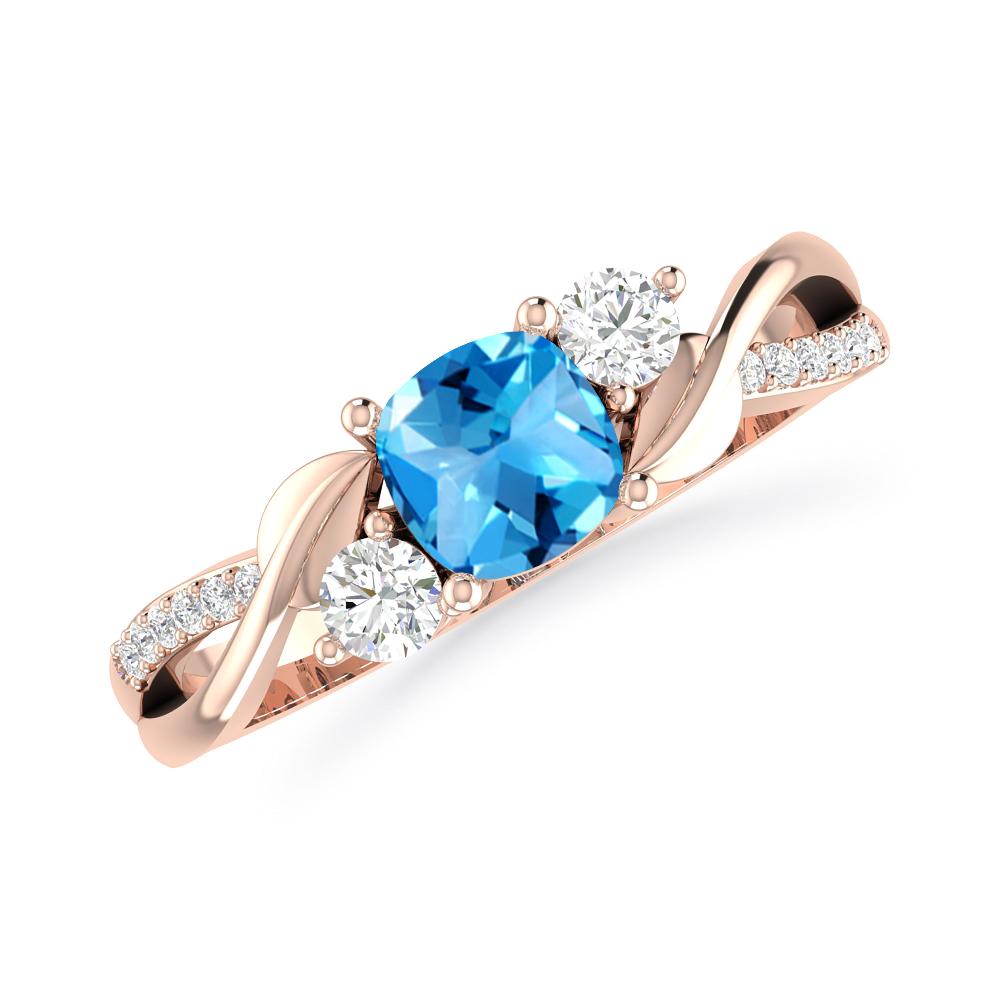 Rose Gold - Blue Topaz