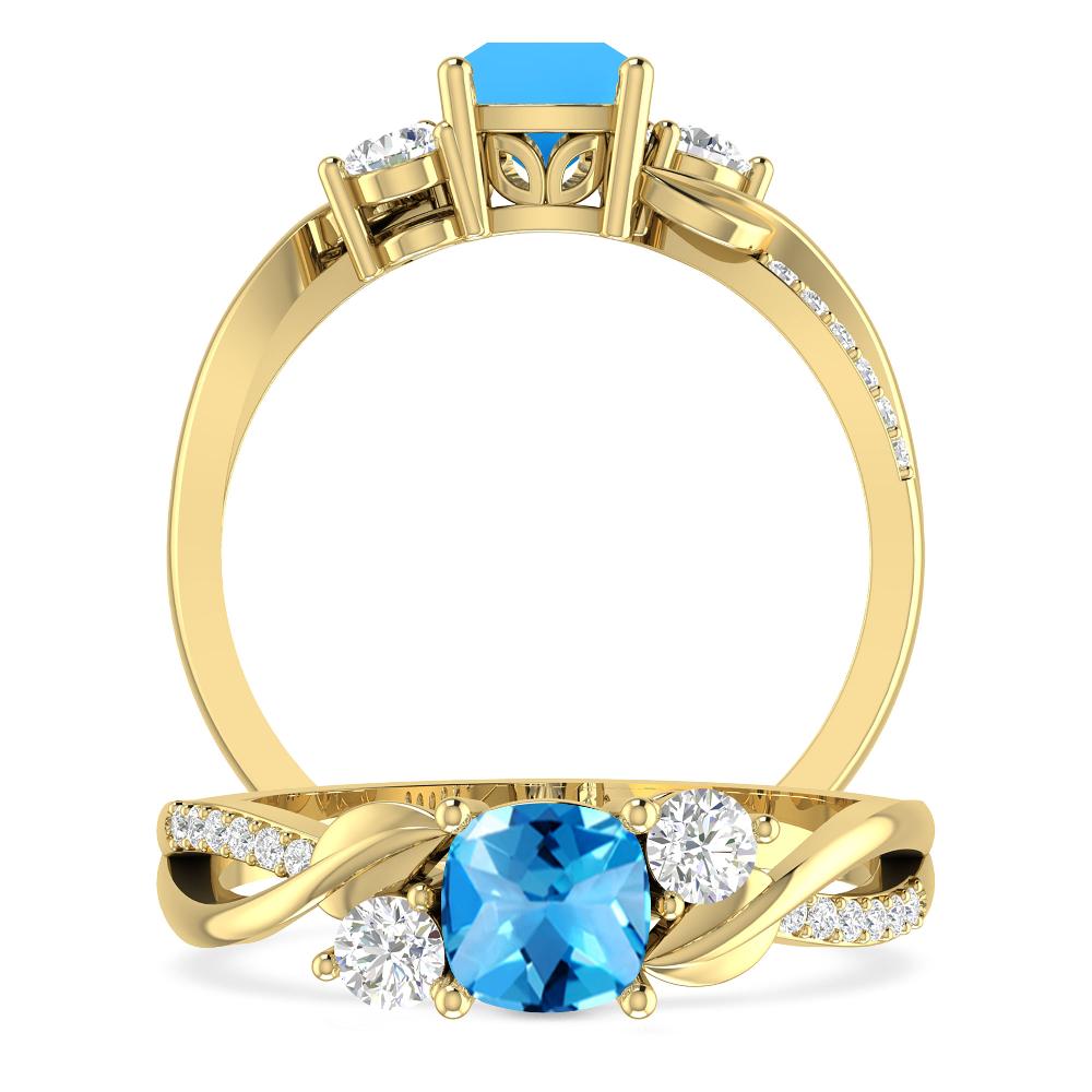 Yellow Gold - Blue Topaz