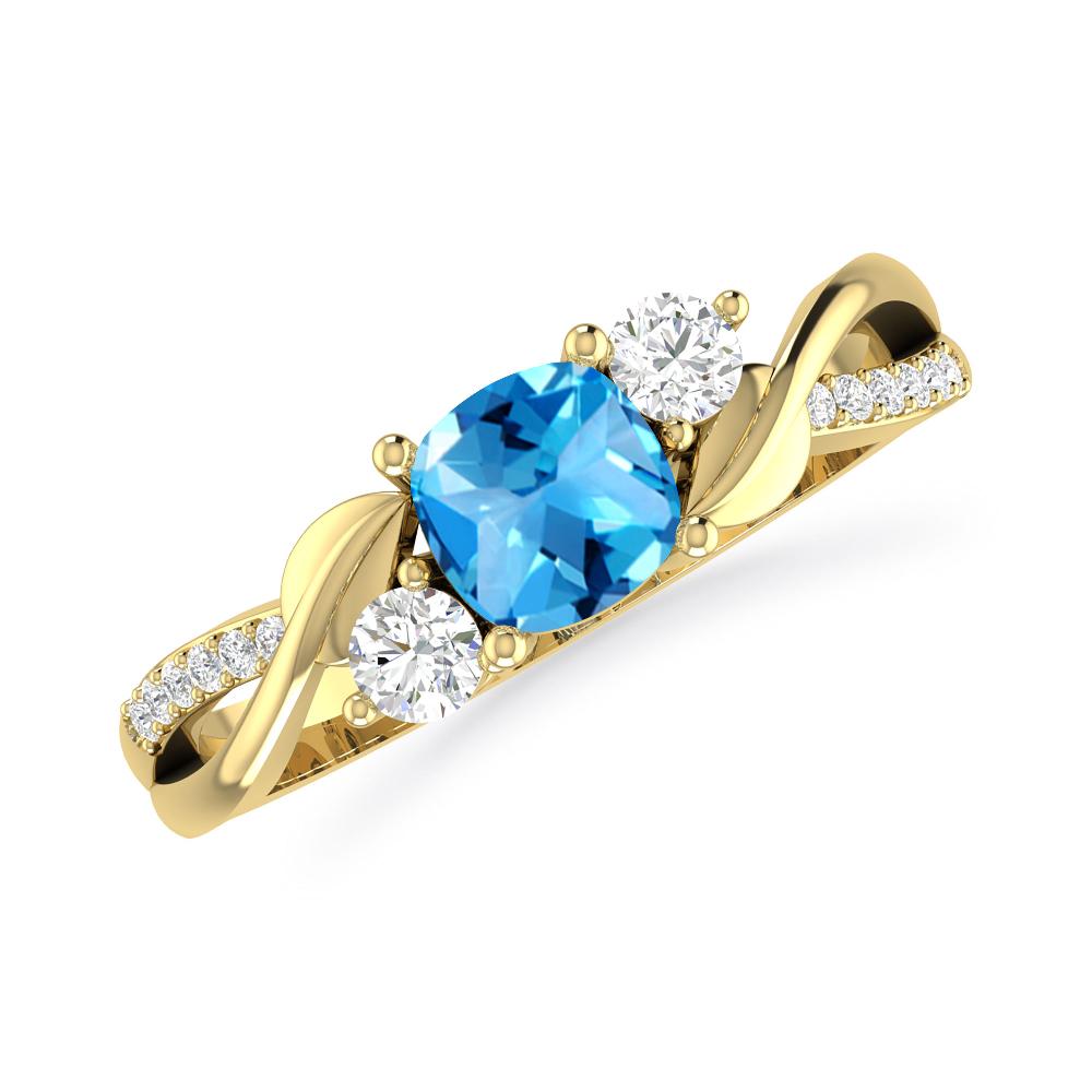 Yellow Gold - Blue Topaz