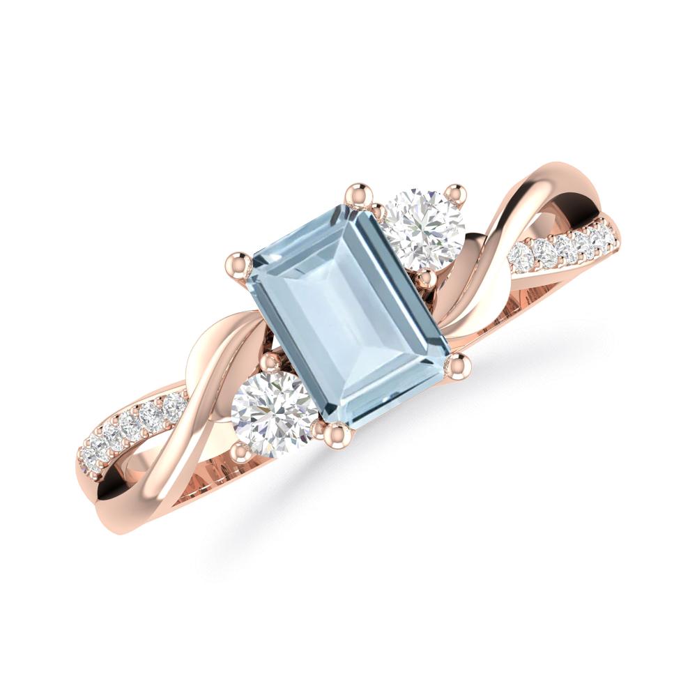 Rose Gold - Aquamarine