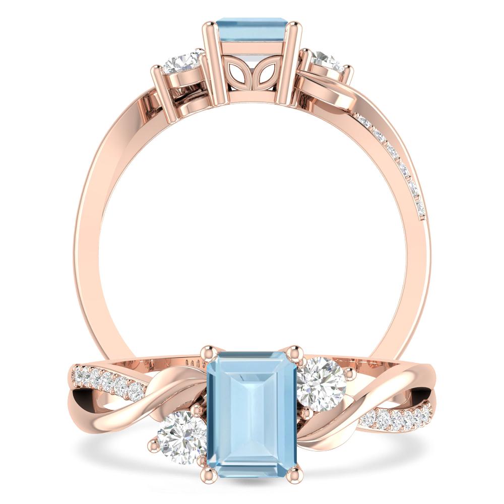 Rose Gold - Aquamarine