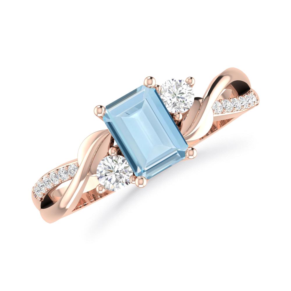 Rose Gold - Aquamarine