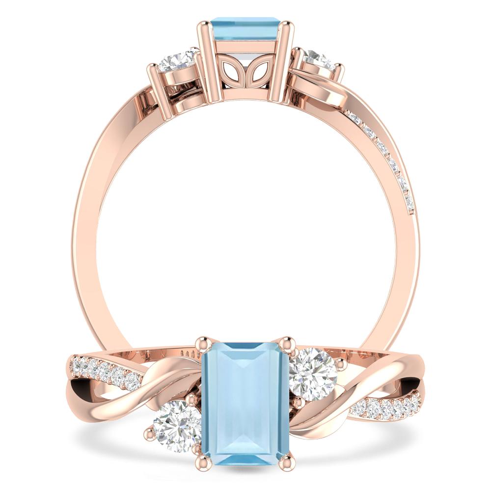 Rose Gold - Aquamarine