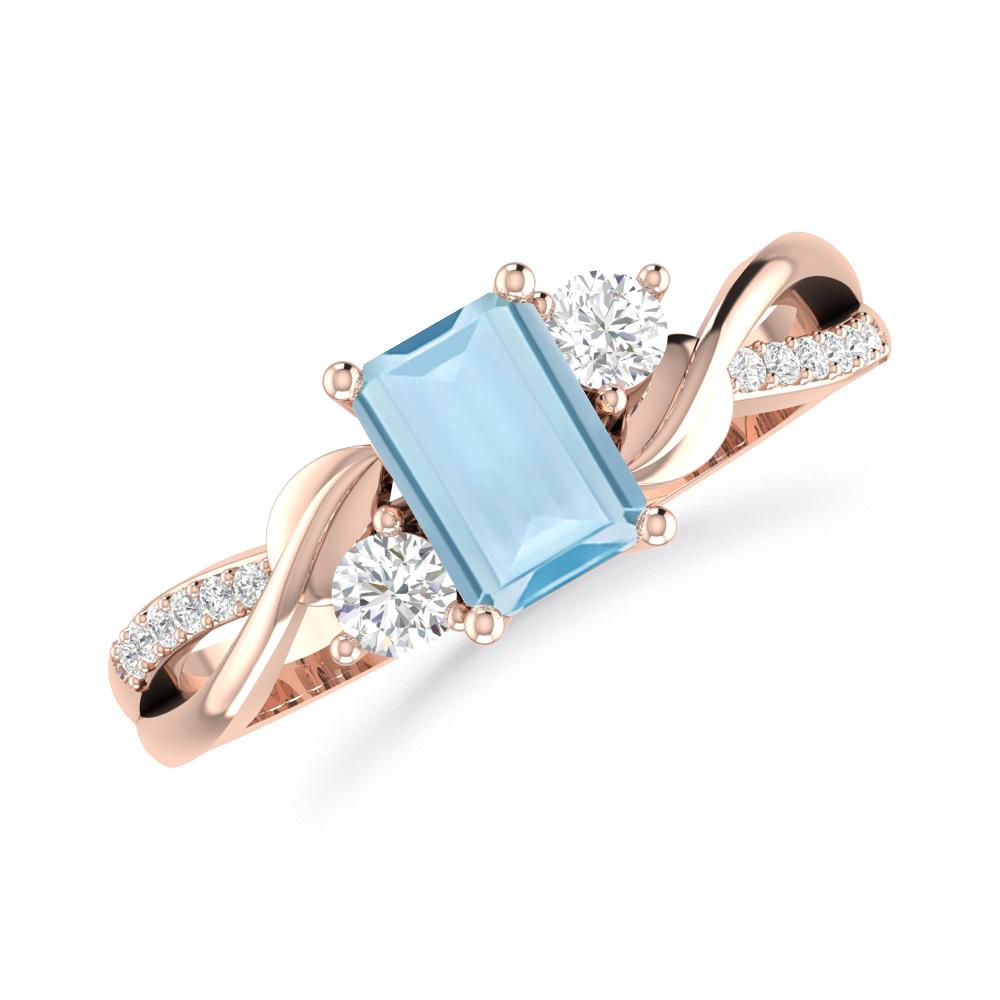 Rose Gold - Aquamarine