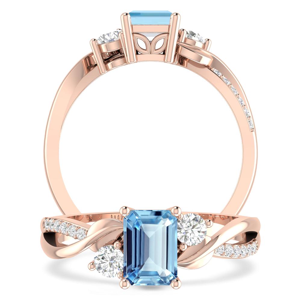 Rose Gold - Aquamarine