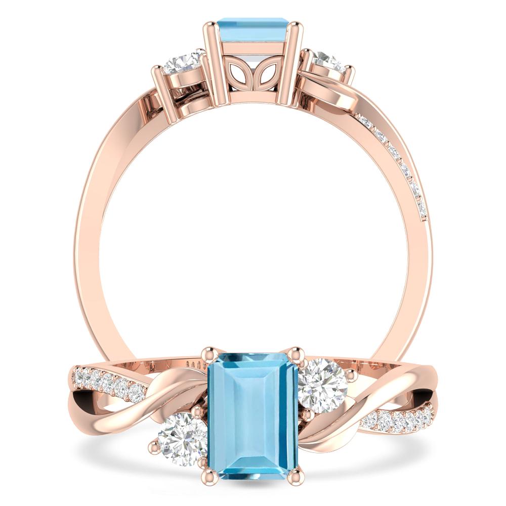 Rose Gold - Aquamarine