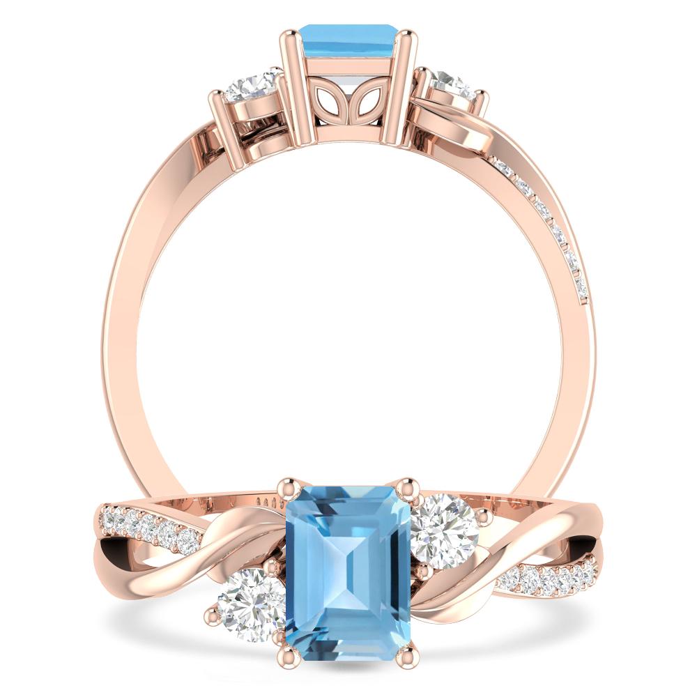 Rose Gold - Blue Topaz