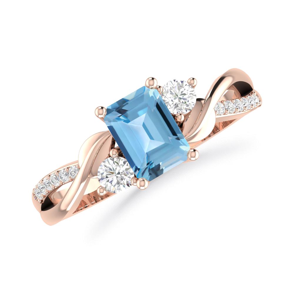 Rose Gold - Blue Topaz