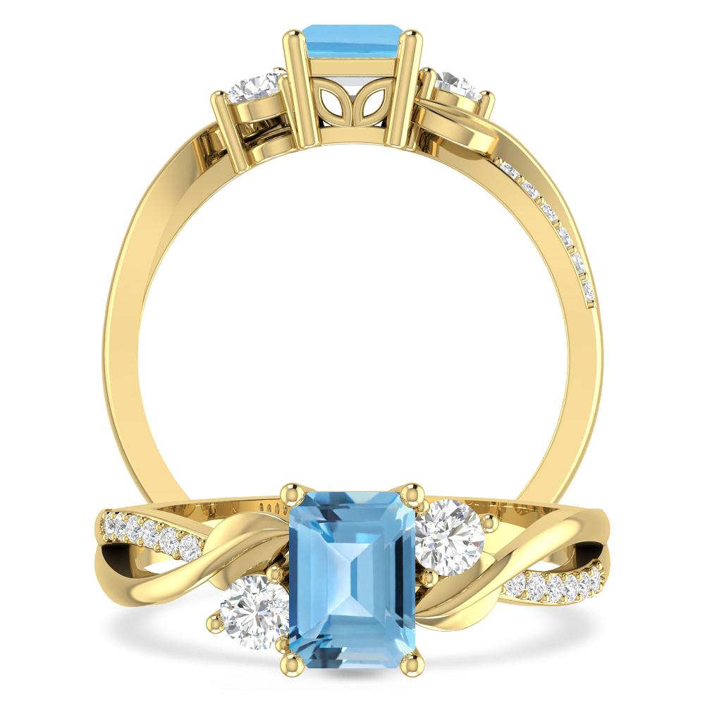 Yellow Gold - Blue Topaz