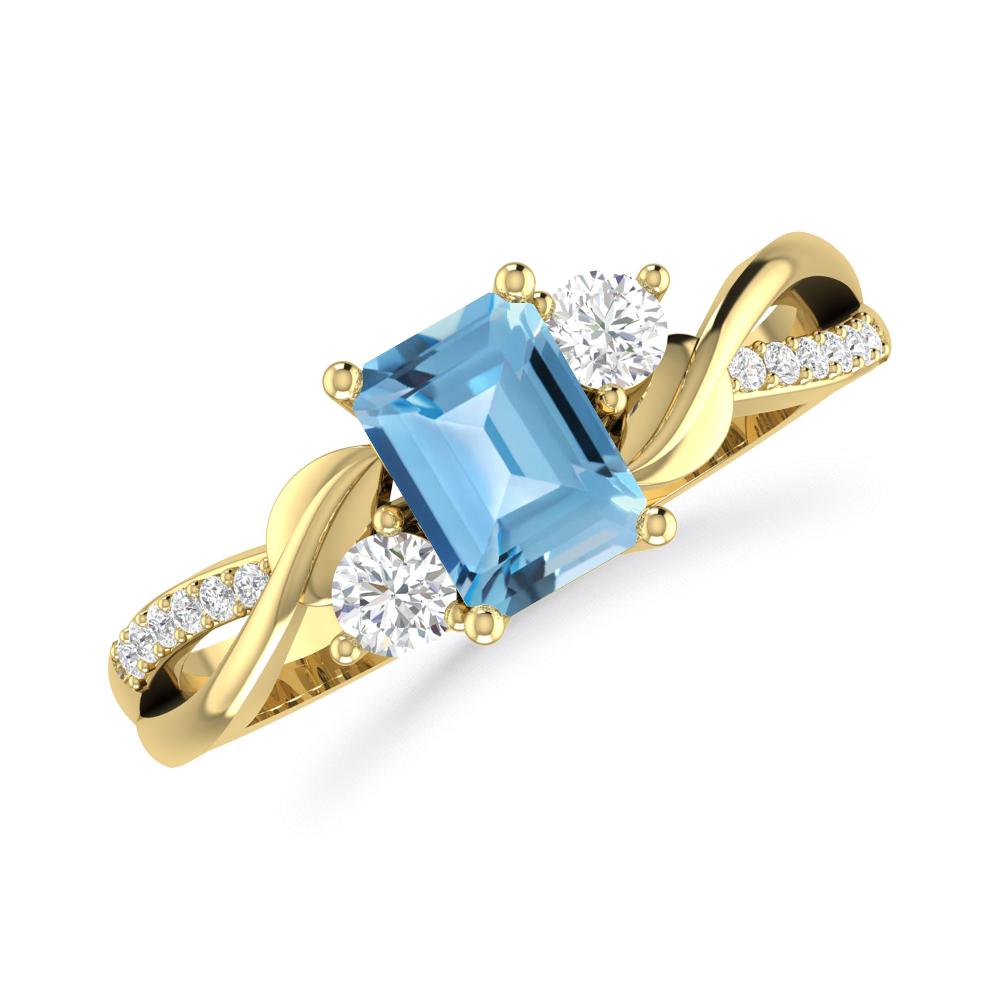 Yellow Gold - Blue Topaz