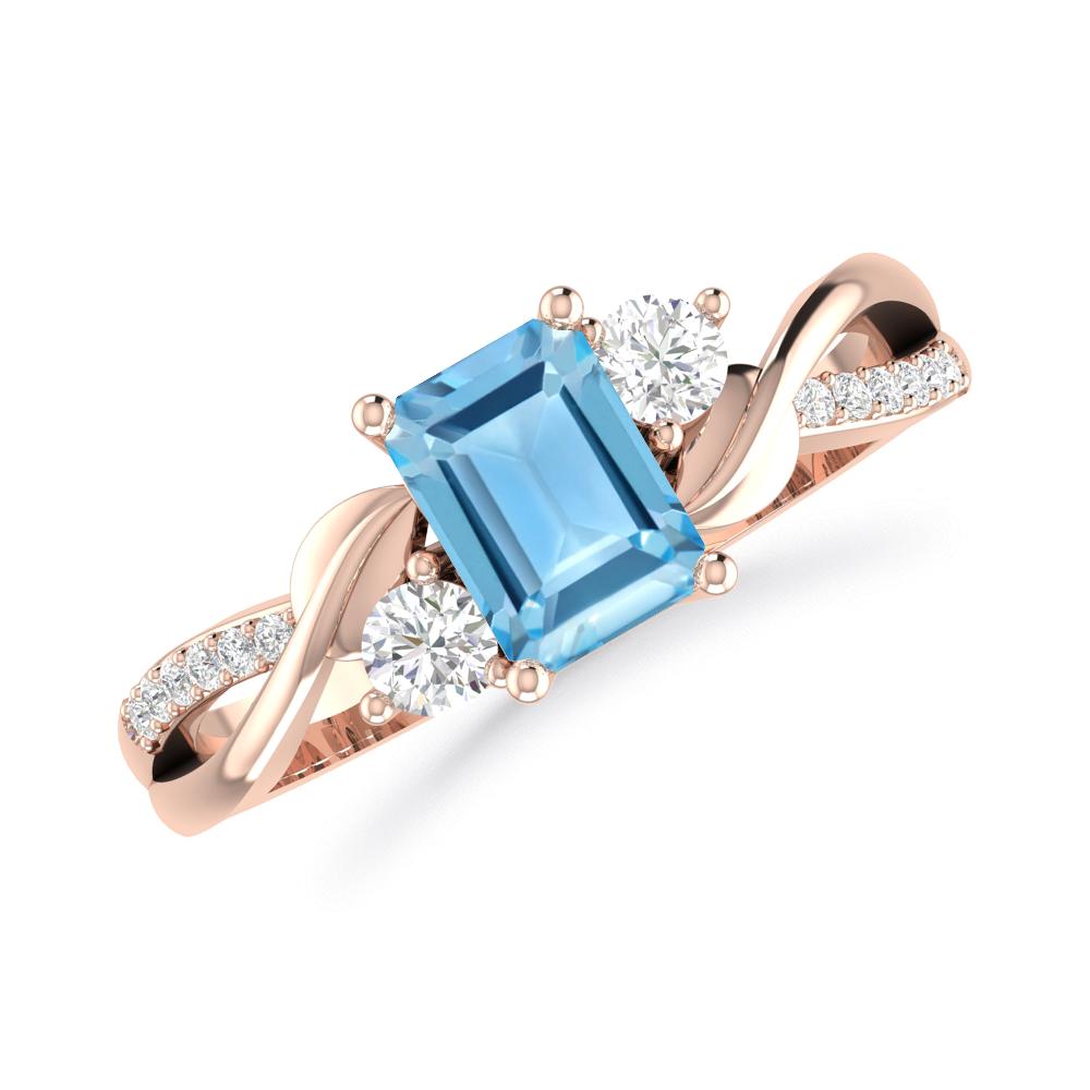 Rose Gold - Blue Topaz