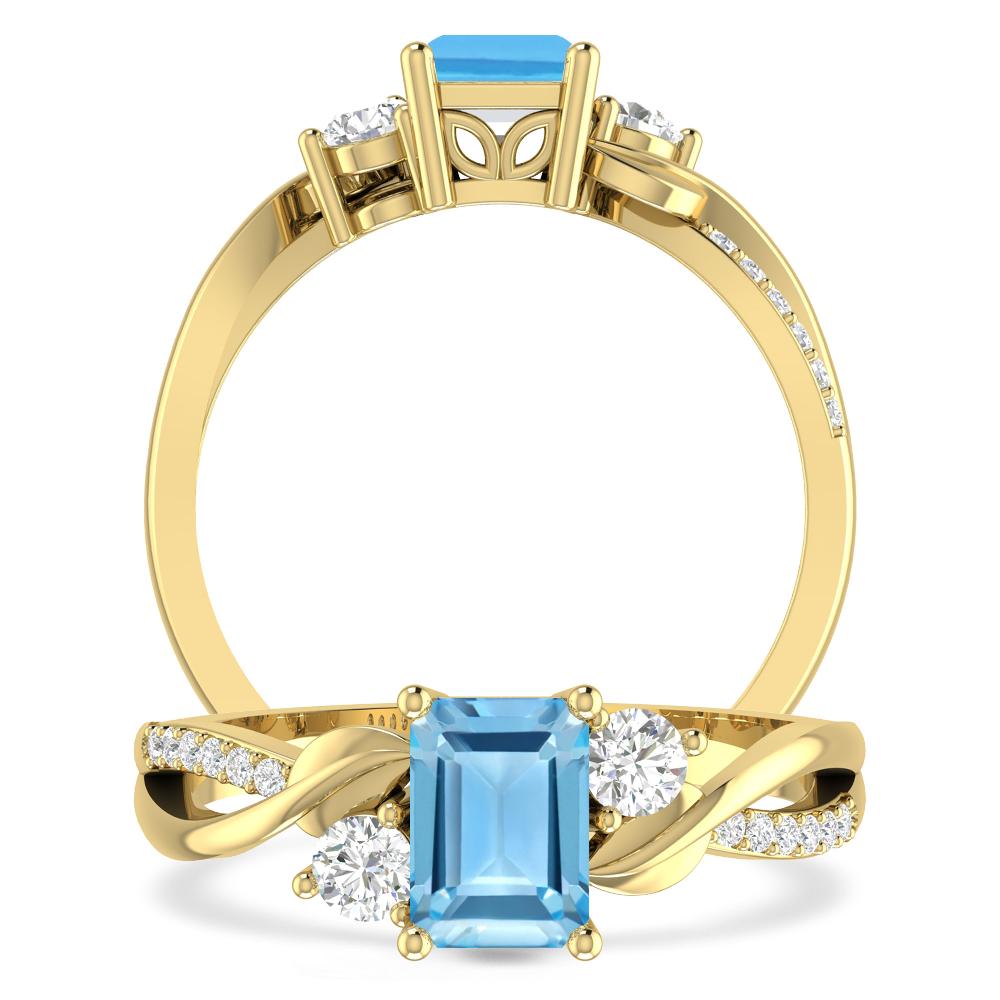 Yellow Gold - Blue Topaz