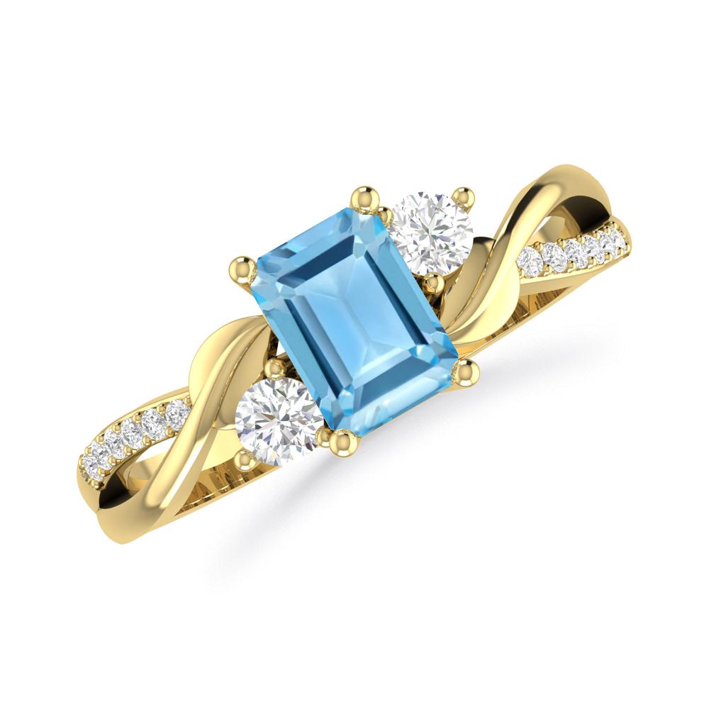 Yellow Gold - Blue Topaz