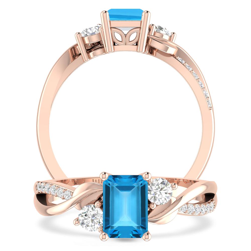 Rose Gold - Blue Topaz