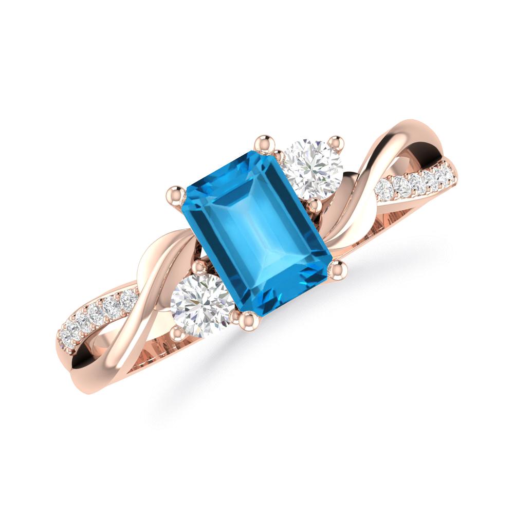 Rose Gold - Blue Topaz