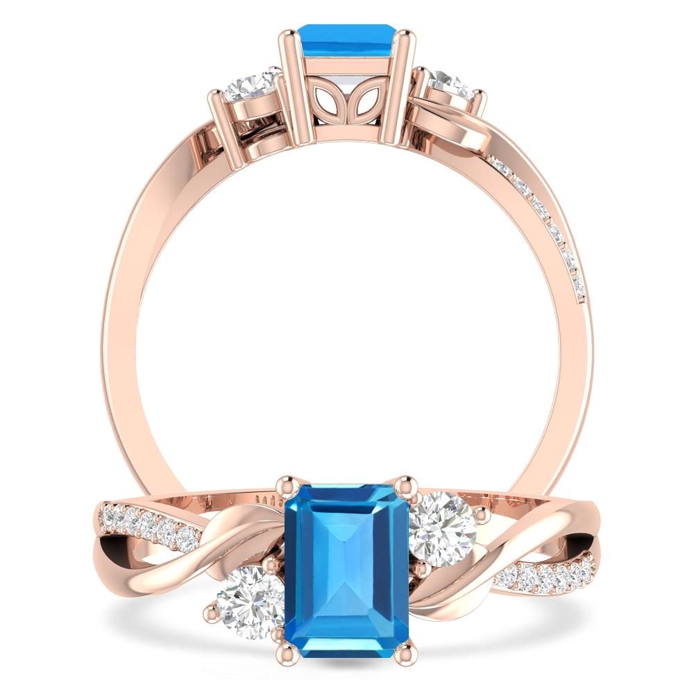 Rose Gold - Blue Topaz