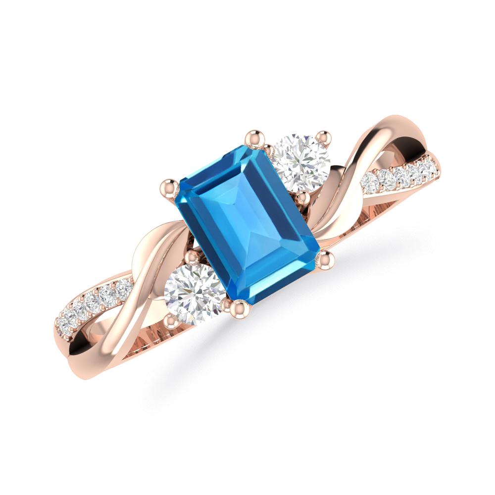 Rose Gold - Blue Topaz