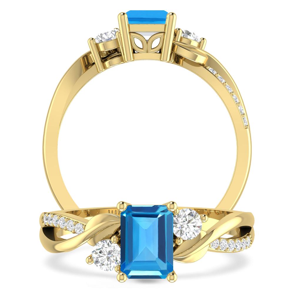 Yellow Gold - Blue Topaz