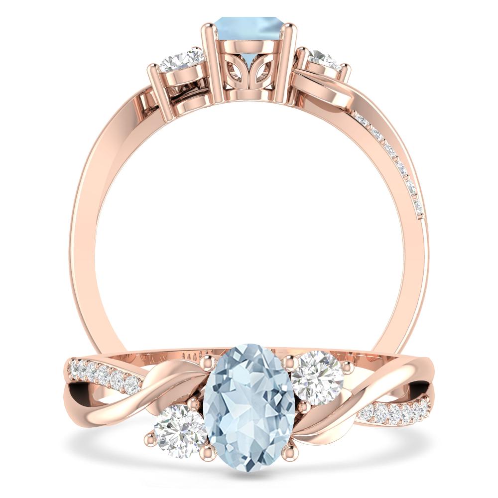 Rose Gold - Aquamarine