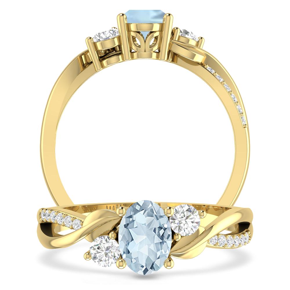 Yellow Gold - Aquamarine