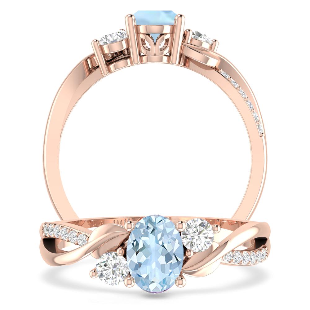 Rose Gold - Aquamarine