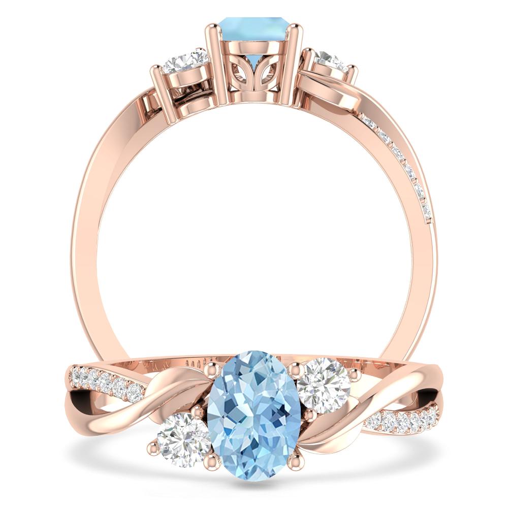 Rose Gold - Aquamarine