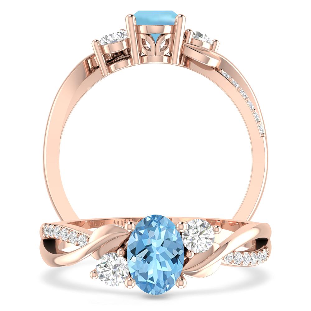 Rose Gold - Aquamarine