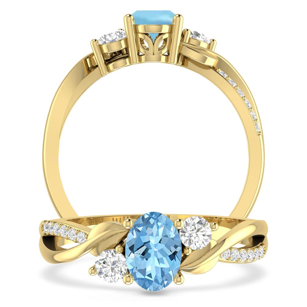 Yellow Gold - Aquamarine