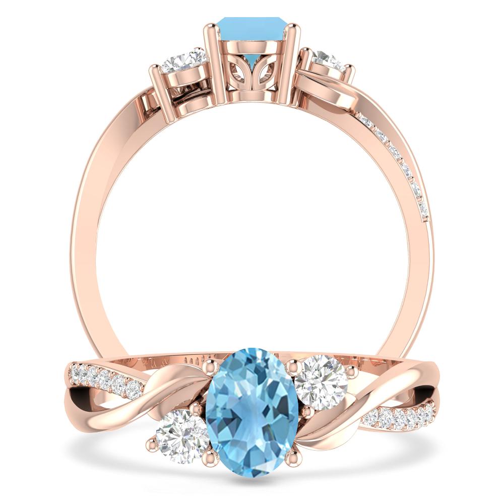 Rose Gold - Blue Topaz