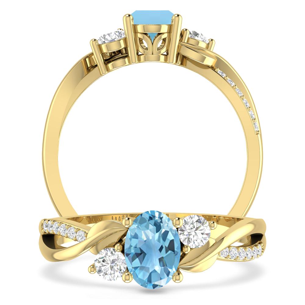 Yellow Gold - Blue Topaz